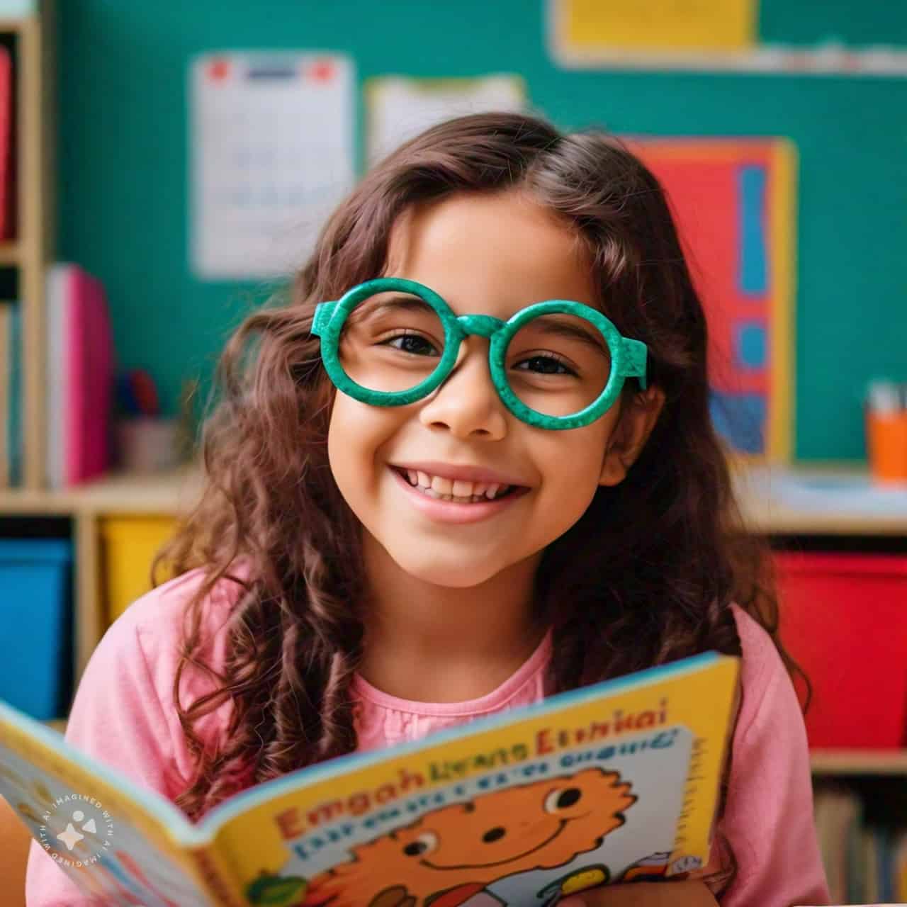 Niña disfrutando de dinámica educativa en clase de inglés